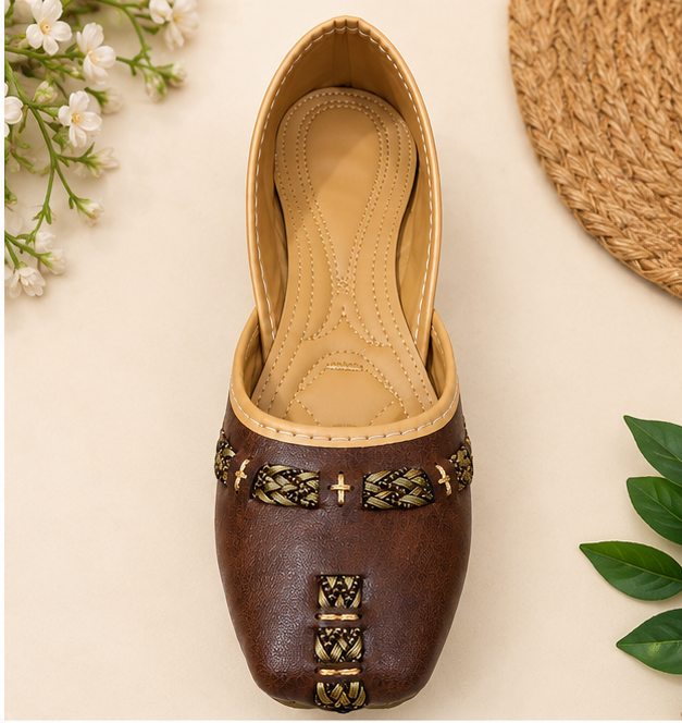 Women's Punjabi Jutti Braided Embroidery traditional and Ethnic