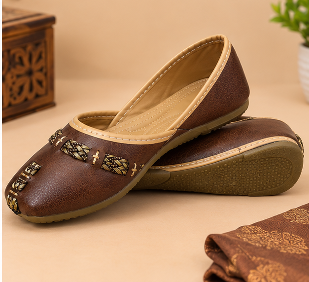 Women's Punjabi Jutti Braided Embroidery traditional and Ethnic