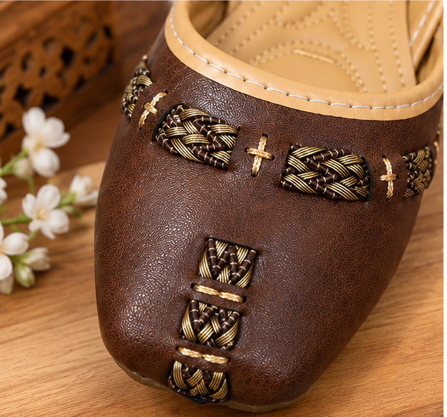Women's Punjabi Jutti Braided Embroidery traditional and Ethnic